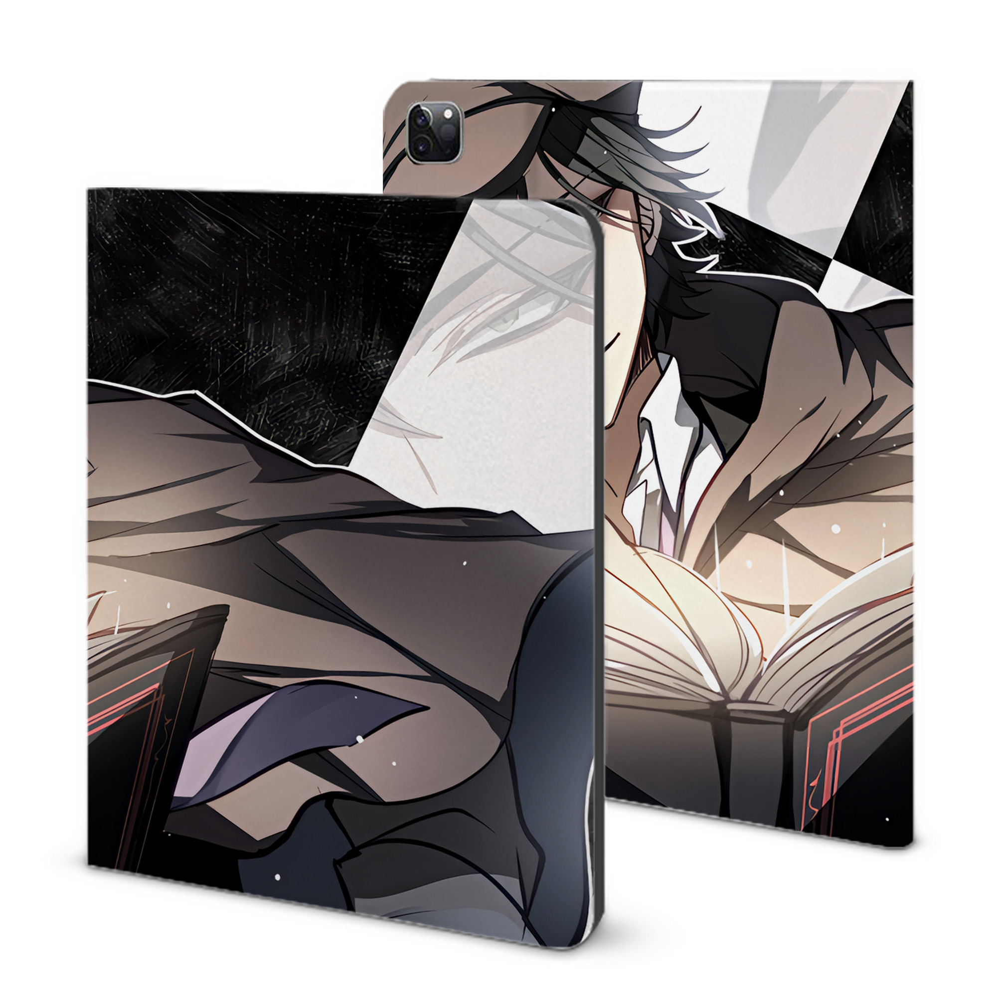 （画像用） 文豪ストレイドッグス Bungo Stray Dogs IPad ケース ブック型 PUレザー TPU 耐衝撃 軽量 薄型 ペン収納なし 全面保護 IPad 各モデル対応